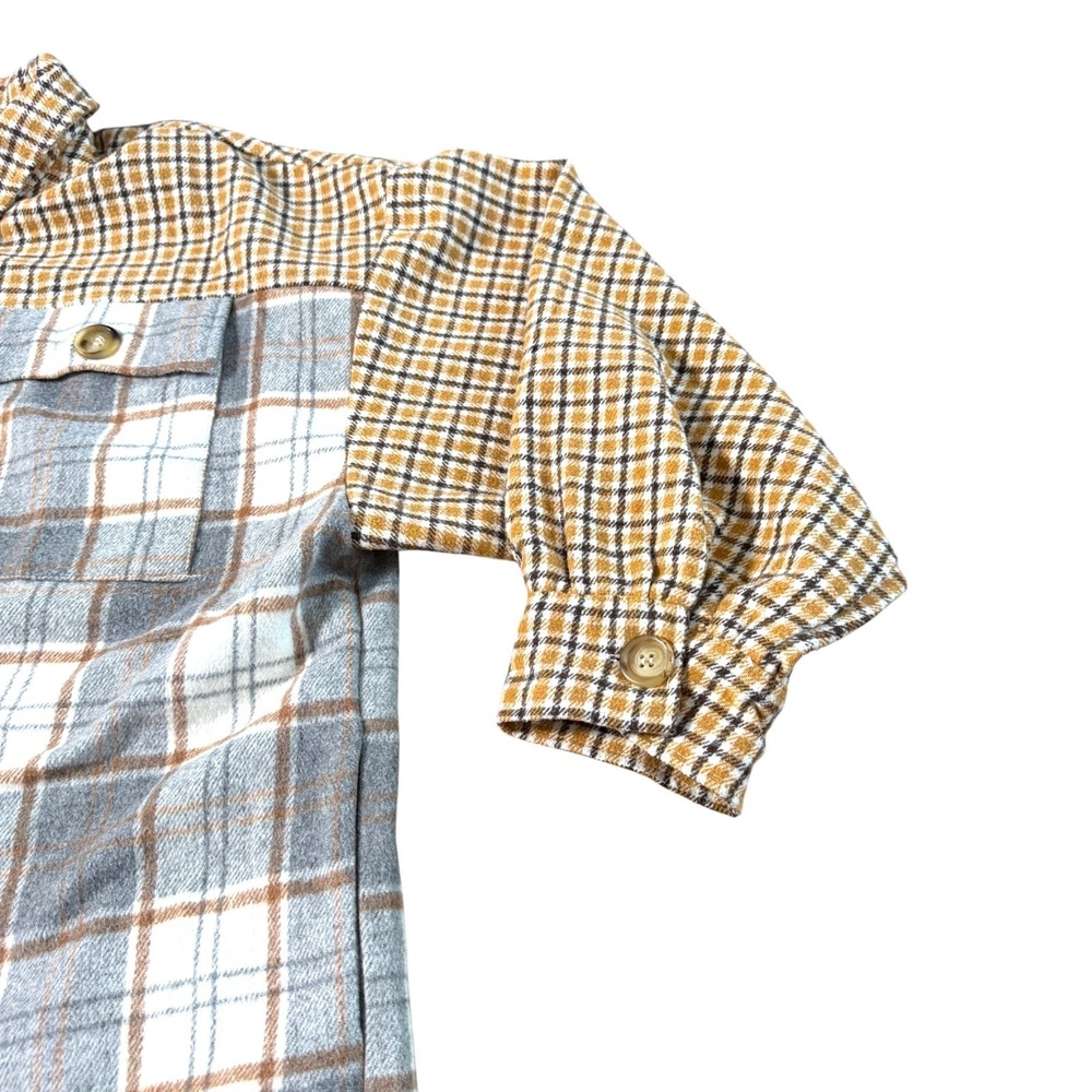 GiGiO Womens Patchwork Plaid Shacket Sz S Oversized Layering Cozy Outdoors - Picture 5 of 9